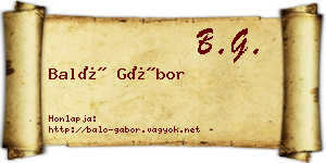 Baló Gábor névjegykártya